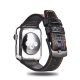 Curea Apple Watch din piele cu fibră de carbon - negru - cusături portocalii 44/45/46/49 mm