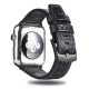 Curea Apple Watch din piele cu fibră de carbon - negru - cusături albastre 44/45/46/49 mm