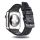 Curea Apple Watch din piele cu fibră de carbon - negru - cusături albastre 40/41/42 mm