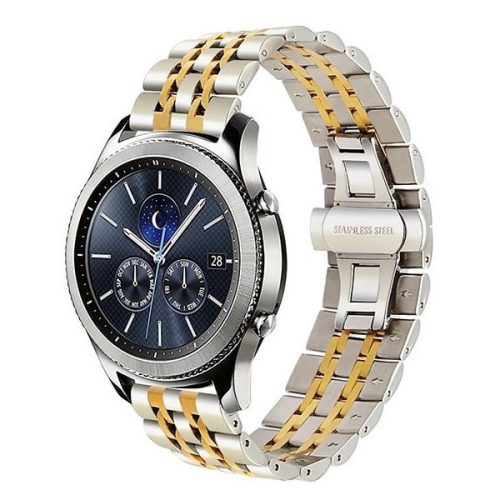 MYBANDZ Curea de ceas metalică cu lanț Jubilee - argintiu - auriu/ 22mm