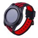 MYBANDZ Curea de ceas din silicon / negru cu dungi roșii / 22mm