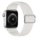 Curea de ceas elastică reglabilă Apple Watch din textil / alb/ 44/45/46/49 mm