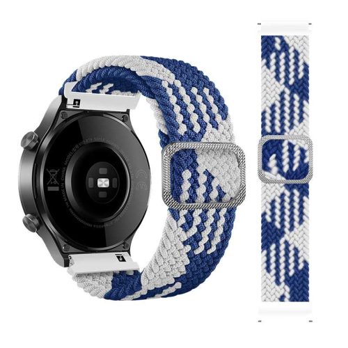MYBANDZ Curea de ceas elastică textil /albastru - alb/ 22mm
