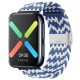 MYBANDZ Curea de ceas împletită reglabilă textil /albastru - alb/ 20mm