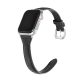 Curea Apple Watch subțire din piele  /negru/ - cu cataramă argintie 40/41/42 mm