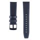 MYBANDZ Curea de ceas din piele cu fibră de carbon / negru - cusături albastre / 22mm