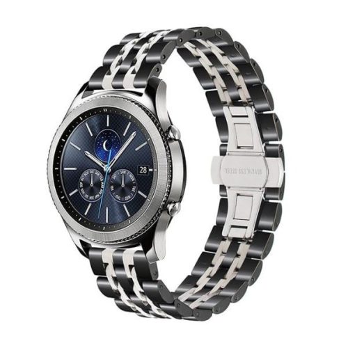 MYBANDZ Curea de ceas metalică cu lanț Jubilee / negru - argintiu / 22mm