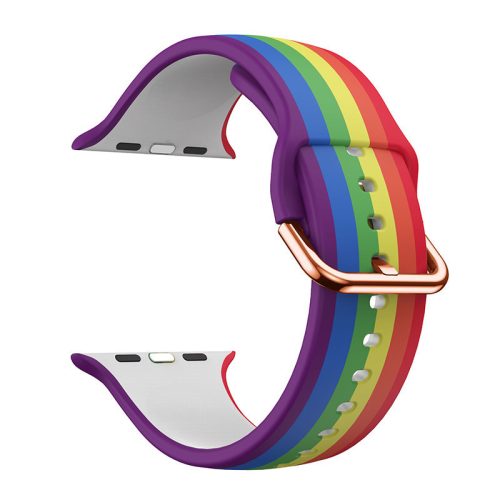 Curea Apple Watch din silicon cu cataramă / curcubeu/ 40/41/42 mm