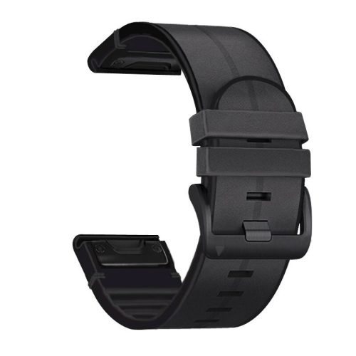 MYBANDZ Curea din piele și silicon - negru (22mm QuickFit )