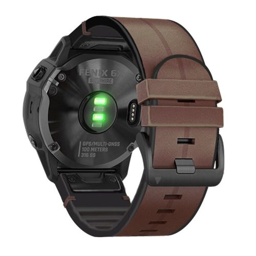 MYBANDZ Curea din piele și silicon - maro închis (22mm QuickFit )