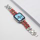 Curea Apple Watch din metal și piele / argintiu - portocaliu / 40/41/42 mm