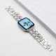 Curea Apple Watch din metal și piele / alb-argintiu / 40/41/42 mm