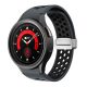 MYBANDZ Curea silicon respirabilă Galaxy Watch 4-5-6-7 cu închidere magnetică / negru (cat. argintie) 20mm