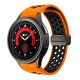 MYBANDZ Curea silicon respirabilă Galaxy Watch 4-5-6-7 cu închidere magnetică / negru-portocaliu 20mm