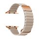 Curea Apple Watch magnetică din piele  cu cataramă metalică /beige/ 44/45/46/49 mm