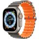 Curea Apple Watch Ocean din silicon / gri închis-portocaliu / 44/45/46/49 mm