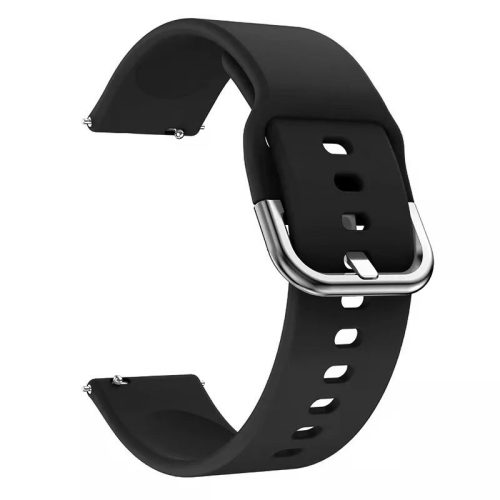 MYBANDZ Curea de ceas din silicon cu cataramă argintie / negru/ 22mm