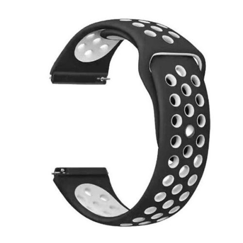 MYBANDZ Curea de ceas din silicon respirabil / negru - alb / 22mm
