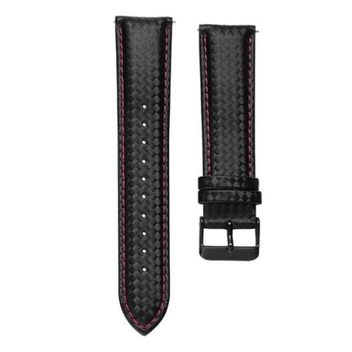 MYBANDZ Curea de ceas din piele cu fibră de carbon / negru - violet / 22mm
