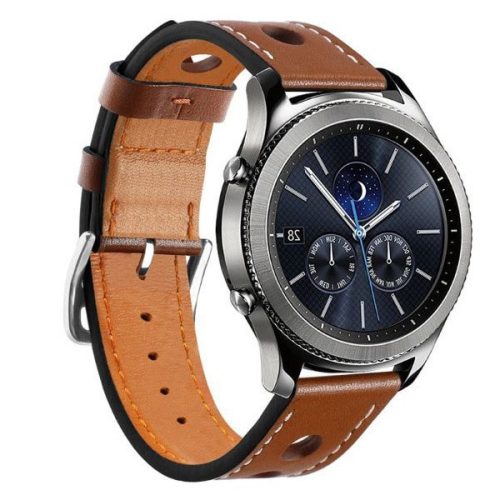 MYBANDZ Curea de piele sport în stil raliu  - maro/ 22mm