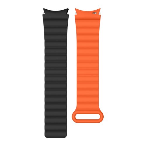 MYBANDZ Curea de ceas magnetică din silicon Galaxy Watch 4-5-6-7/negru - portocaliu/ 20mm