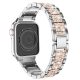 Curea metalică Apple Watch DIamond / argintiu - auriu roz / 44/45/46/49