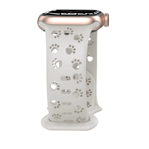 Curea Apple Watch Paw Paw din silicon/alb/44/45/46/49 mm