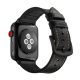Curea Apple Watch din piele cu exterior din silicon / negru/ 40/41/42 mm