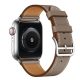 Curea elegentă Apple Watch din piele / maro cenușiu / cataramă argintie 44/45/46/49 mm