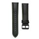 MYBANDZ Curea de ceas din piele cu fibră de carbon - negru - cusături verzi/ 20mm